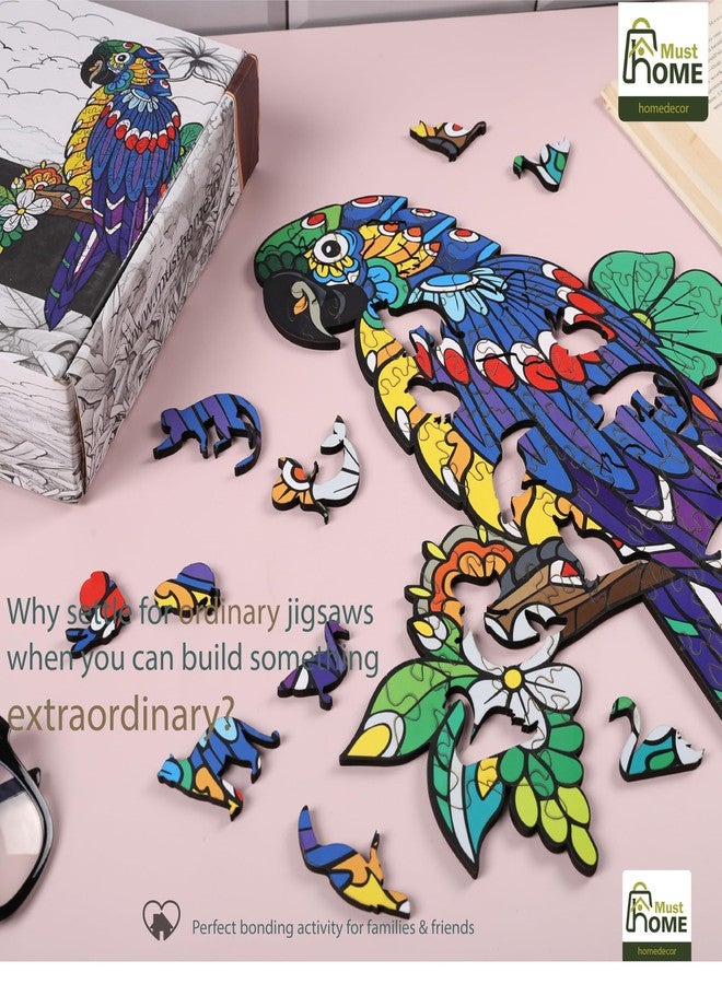 MustHome Puzzle Game for Kids 7 to 10 Years | Wooden Jigsaw Puzzle for Kids & Adults | Wooden Animal-Shaped Owl Puzzle, 150+ Pieces, Mandala Art Design, Ages 6+ | Large A3 Size + (Parrot) - Image 4